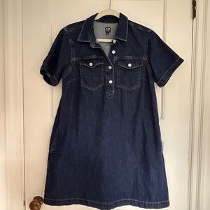 Gap relaxed indigo denim short-sleeve dress M
